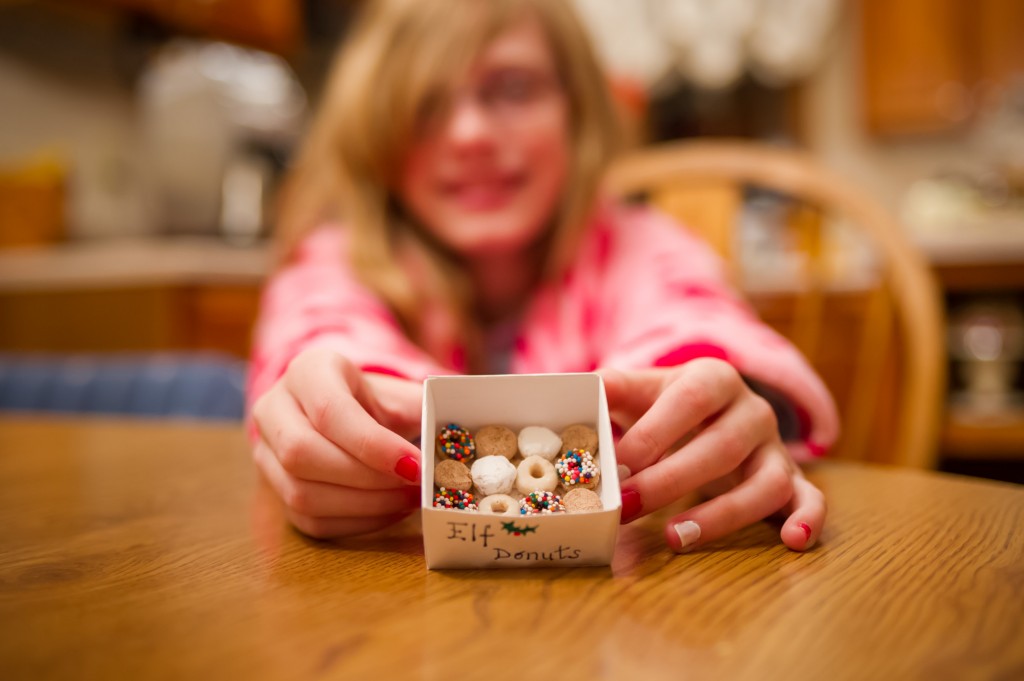 Christine taught Alicia how to make tiiiiiiiiny Cheerio® sized donuts for Santa's elves!